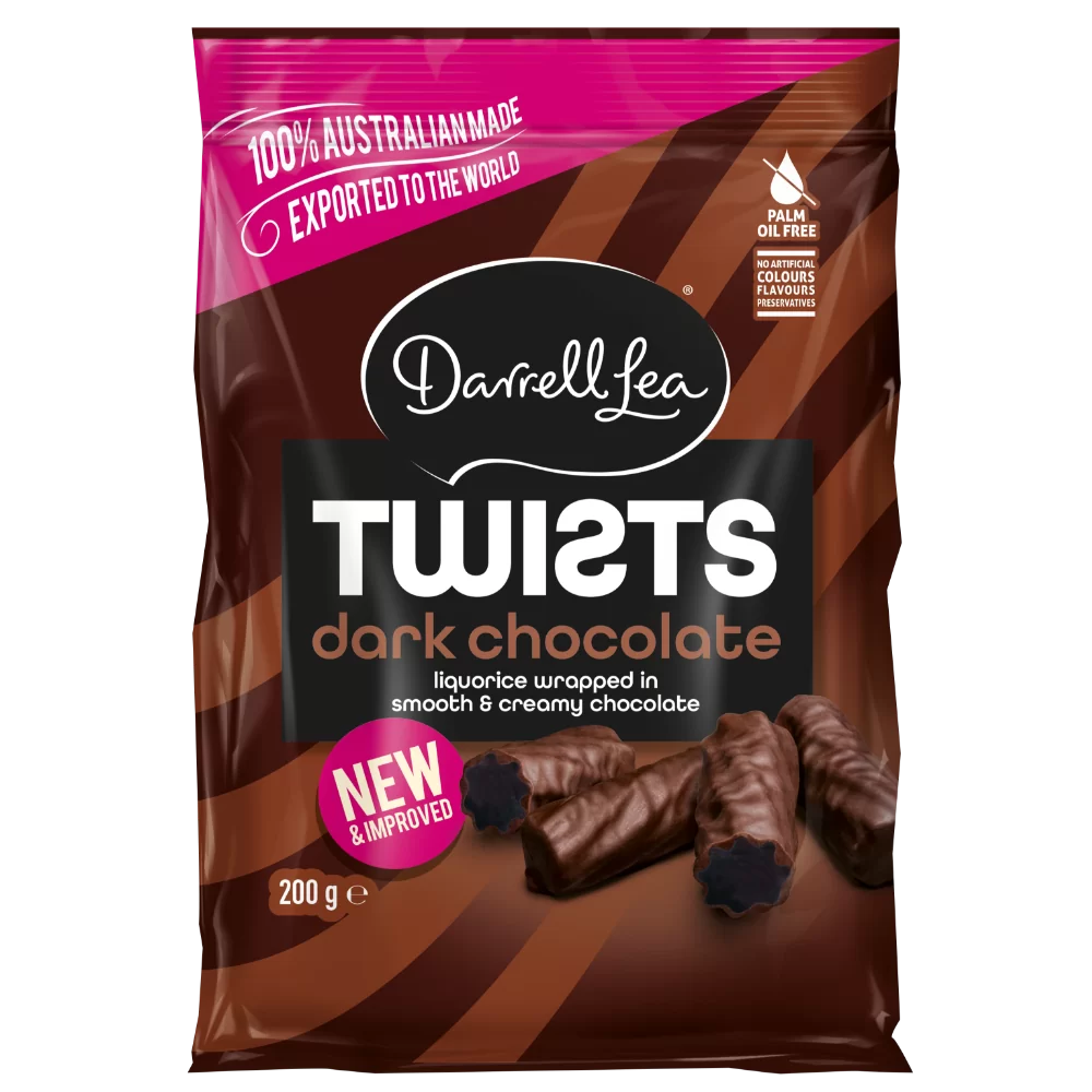 Twists Dark Chocolate Liquorice 200g